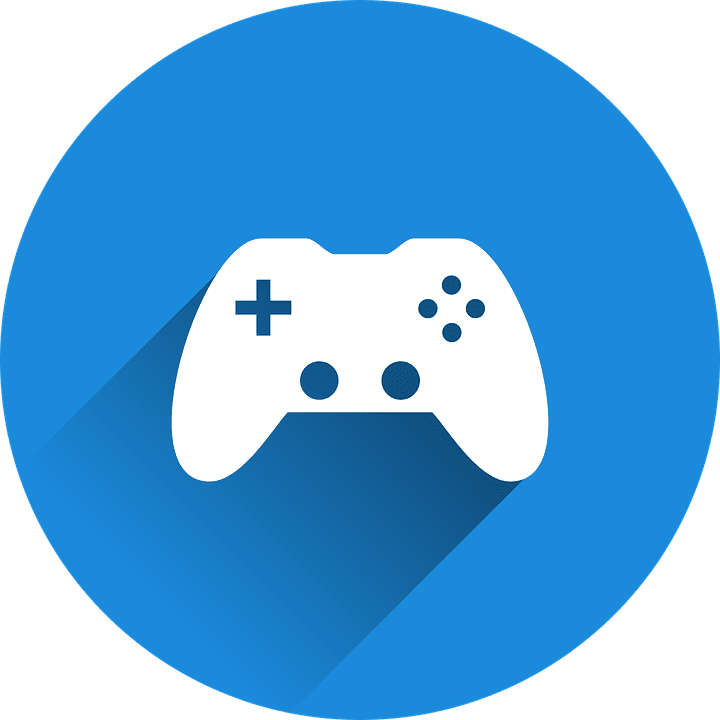 White Game Controller in a Blue Circle